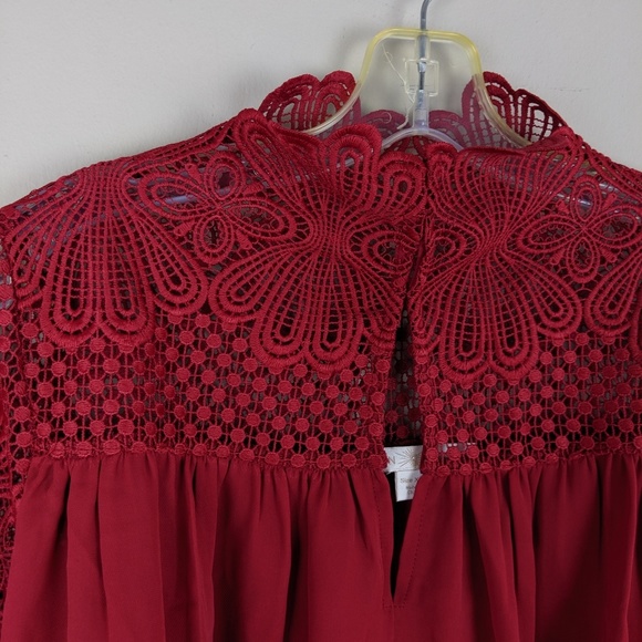 Boston Proper | Red Long Sleeve Blouse - H9 - Picture 5 of 8